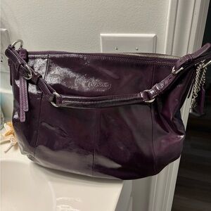 Coach Glossy Purple Leather Shoulder Bag